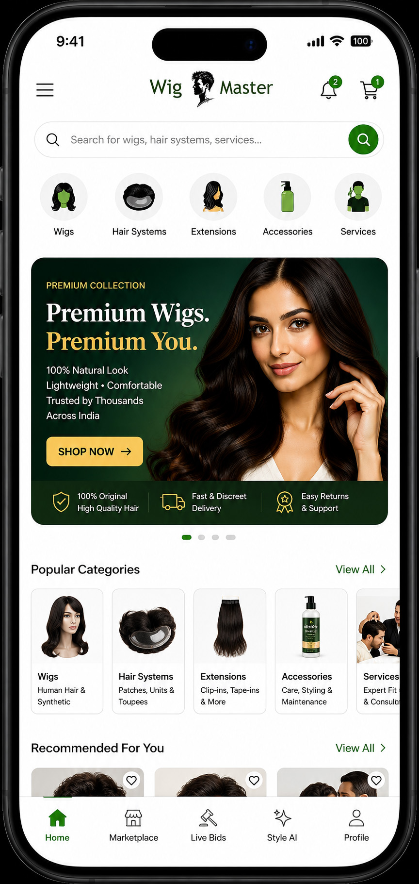 WigMaster mobile application advertisement preview